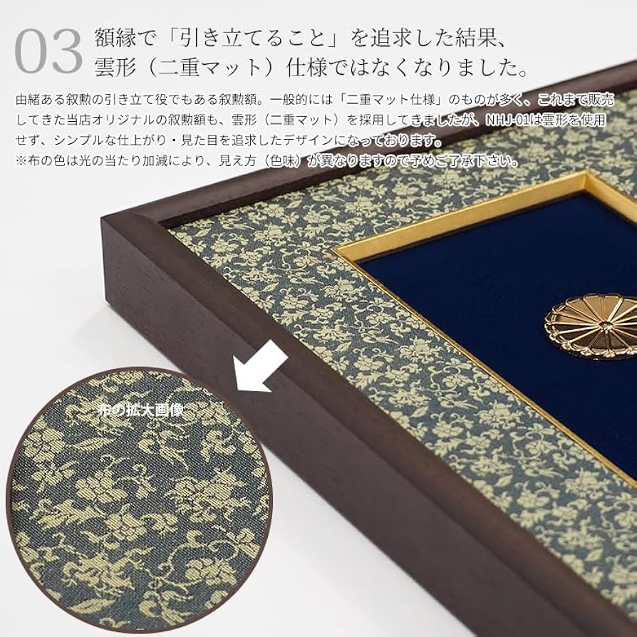 Amazon.co.jp: 叙勲額 NHJ-01 勲記寸法：594×420mm用 勲記勲章